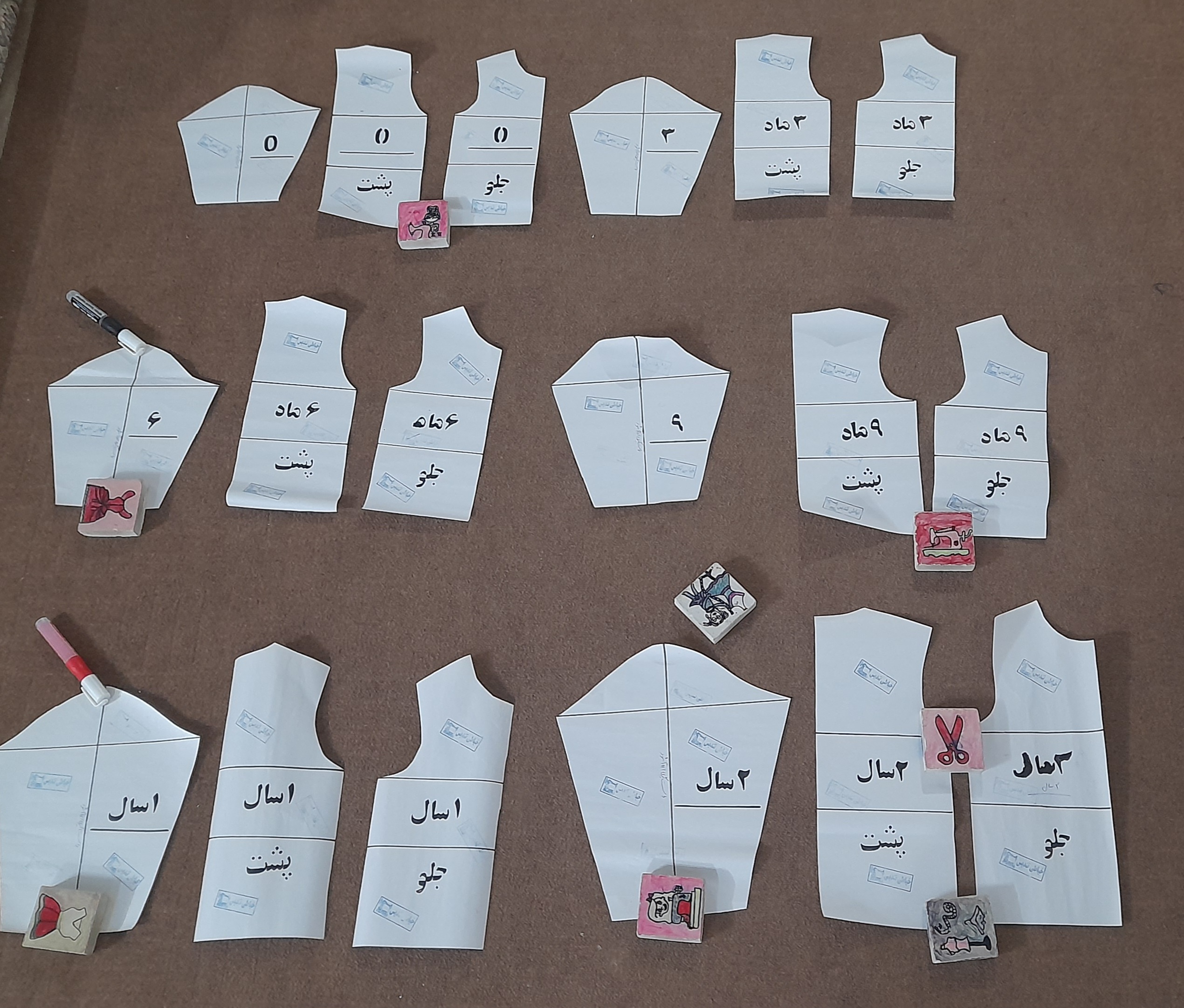 الگو آماده بالاتنه نوزاد همراه آستین سایز صفر تا ۲ سال